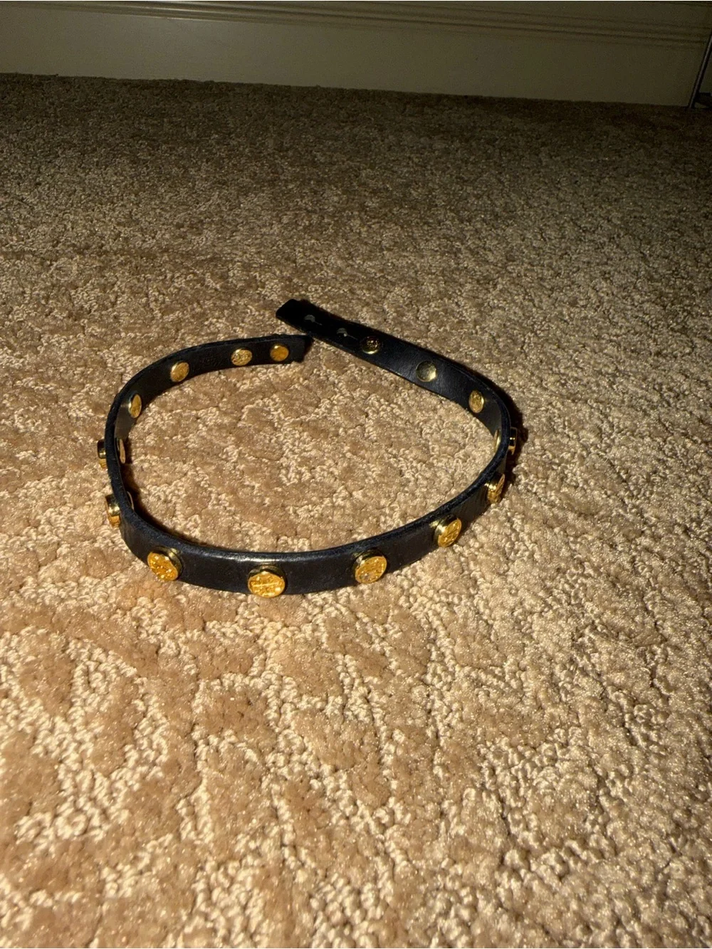 Tory Burch Black Double-Wrap Leather Bracelet with Gold Logo Studs